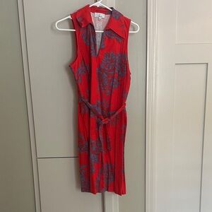 NWT Signature by Robbie Bee Red and Blue Floral Midi Dress